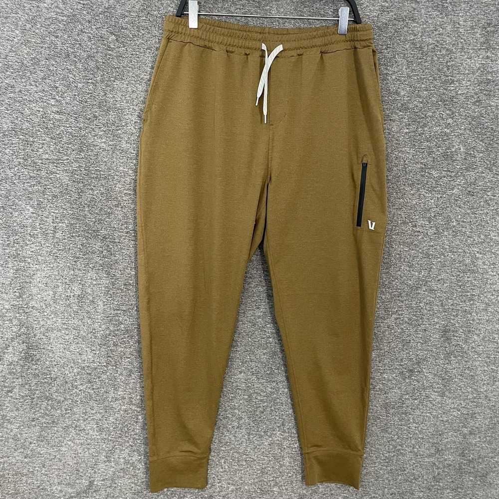 Vuori‎ Sunday Performance Jogger Pants Mens XL Brown Knit Zip Pockets V416